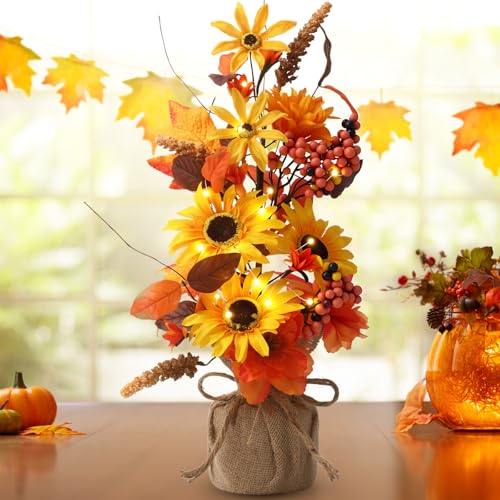 Pinkunn Fall Thanksgiving Centerpieces for Tables Decorations 16 Inch Lighted