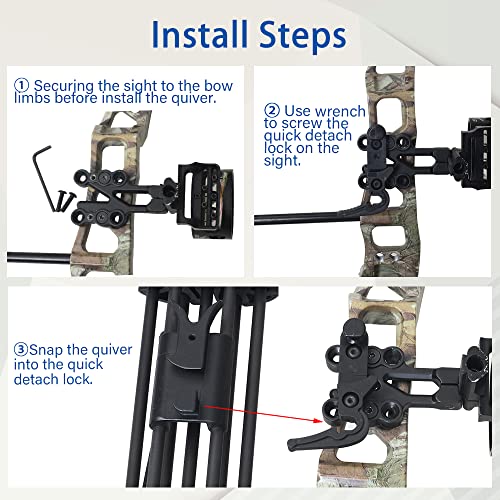 Sopoger Archery Bow Mounted Arrows Quiver For Compound Bow Quick Release Arrow Holder Universal 5 Spot Bow Mounted Quiver Hunting Shooting (Camo) #TOP5