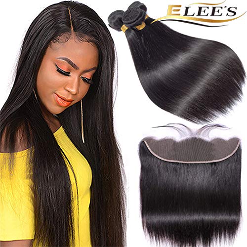 ELEE'S HAIR Ombre Brasilianische Echthaarbündel mit Frontal Ombre Jungfernhaarbündel mit Frontal 100% Echthaar Remy Haar 2 Töne Ombre Farbe T4/30 für schwarze Frauen (14 16 18+12 13 * 4)