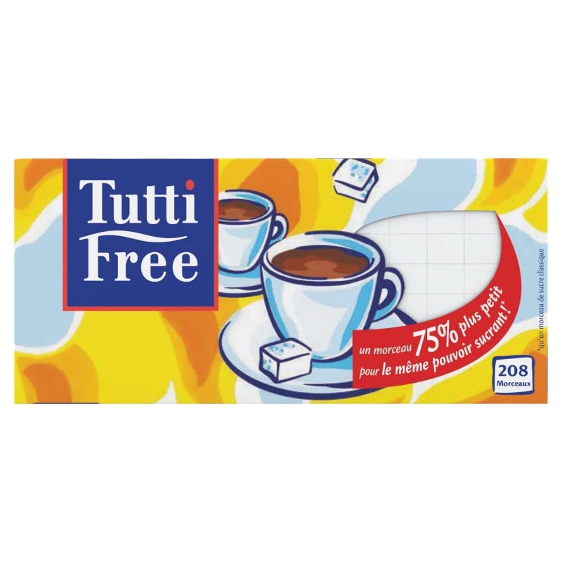 TUTTI FREE - Morceaux de Sucre Blanc Allégé - Format 290g - Idéal pour vos préparations sucrées - Lot De 4