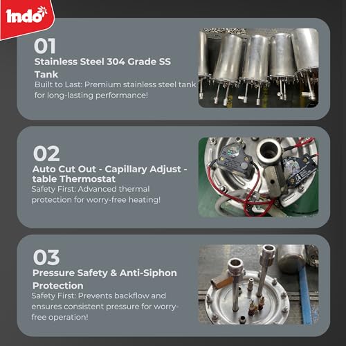 Image of Indo Aura 3 Litres Instant water heater (Geyser) with 4 Layer Safety | 3000 W heating element | Rust proof body | 2 Years Product warranty | 5 years tank warranty | (White)