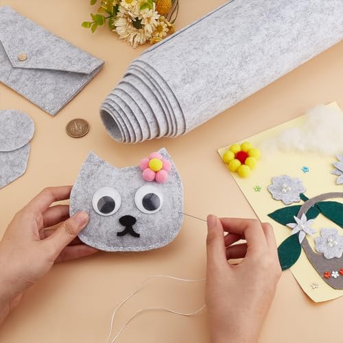 Image of BENECREAT 118x9.8 Inch Felt Fabric Roll, Craft Felt Cloth, 2mm Thick Single Face Light Grey Non-Woven Polyester Craft Fabric for Sewing Quilting, Handwork Project DIY