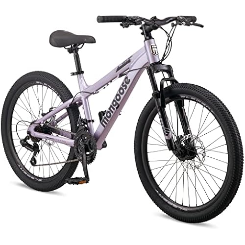 Mongoose Grafton Mountain Bike, 21 Speed, Aluminum Frame, Knobby Mountain Tires, Suspension Fork, Trigger Shifters, Mechanical Disc Brakes