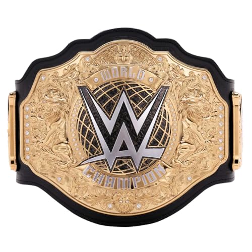ZanderUS 2023 World Heavyweight Wrestling Championship Replica Belt - Adult Size Authentic Look Gold Plated Plates Wrestling Collectors Item Black