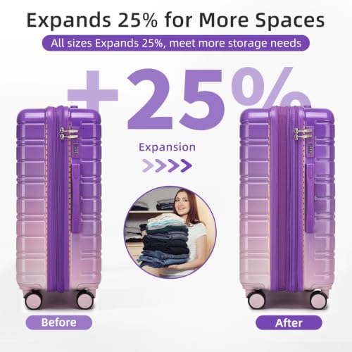 Image of LARVENDER Luggage Sets 5 Piece, PC+ABS Expandable Suitcases with Wheels | Suitcase Set for Women and Men|Checked Luggage|Carry On Luggage|Hardside Lightweight|Lavender Blush