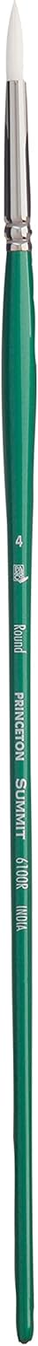 Princeton Summit White Synthetic Paint Brush for Acrylic and Oil, Series 6100, Round, 4