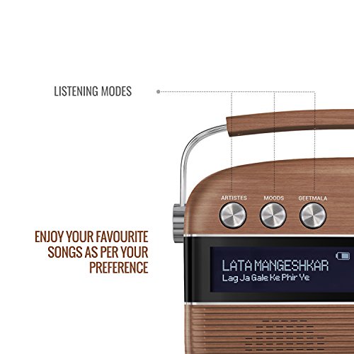 Image of Saregama Carvaan Hindi - Portable Music Player with 5000 Preloaded Songs, FM /BT /AUX (Oak Wood Brown)