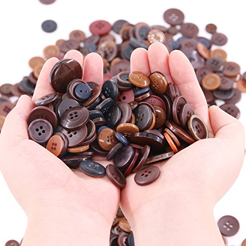 Swpeet 650 Pieces Assorted Sizes Resin Buttons 2 And 4 Holes Round Craft Buttons For Sewing Diy Crafts Children's Manual Button Painting (Brown) #TOP4