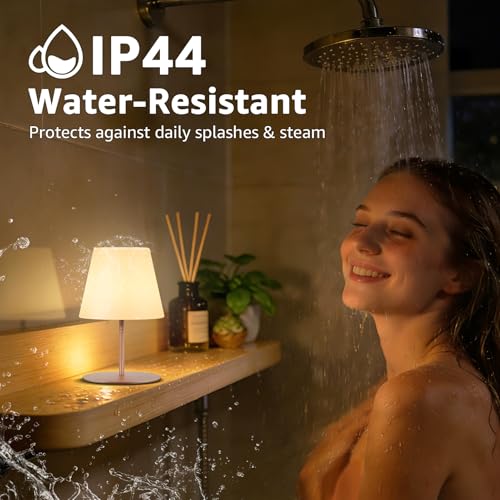 Image of uuffoo 2 Pcs Mini Touch Shower Lamps Waterproof with 2-Step Warm White