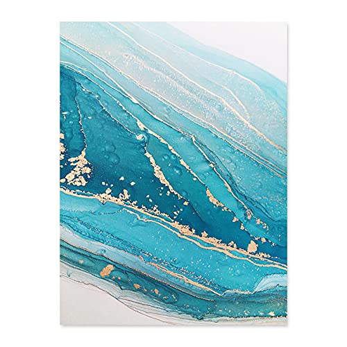 Affiche abstraite bleu or impression sur toile haut de gamme 60x80cm