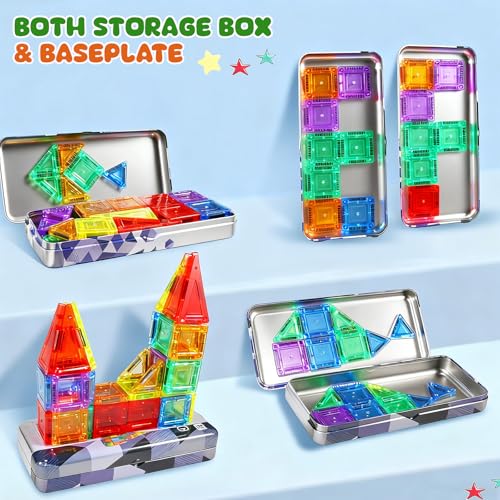 Ufilni 70-Piece Magnetic Tiles with Metal Storage Case — view 2