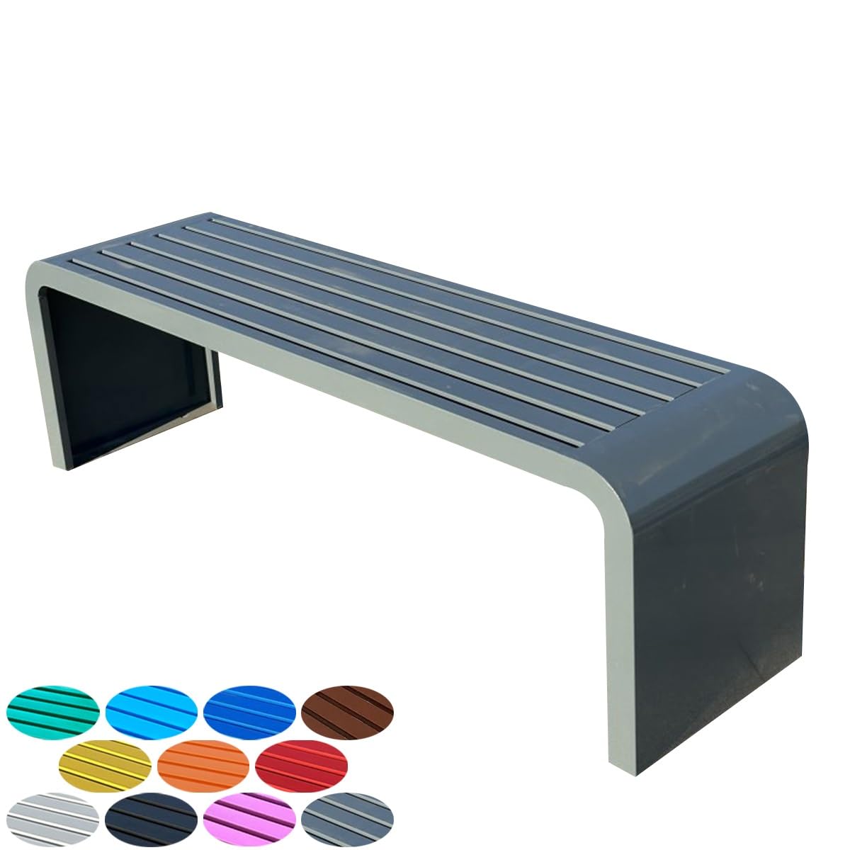 Banc de jardin pour 2 personnes métal gris extérieur porche terrasse