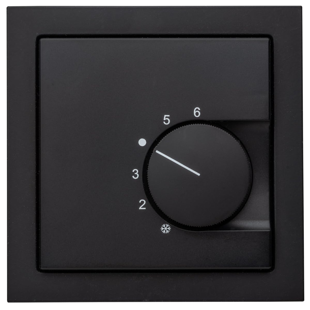 Raumthermostat schwarz für Fußbodenheizung mit Busch-Jäger Future Linear 1-Fach Rahmen 1721-885K schwarz + Abdeckung 62x62mm, Kontaktausführung Öffner für Stellantriebe 230V stromlos geschlossen (NC)