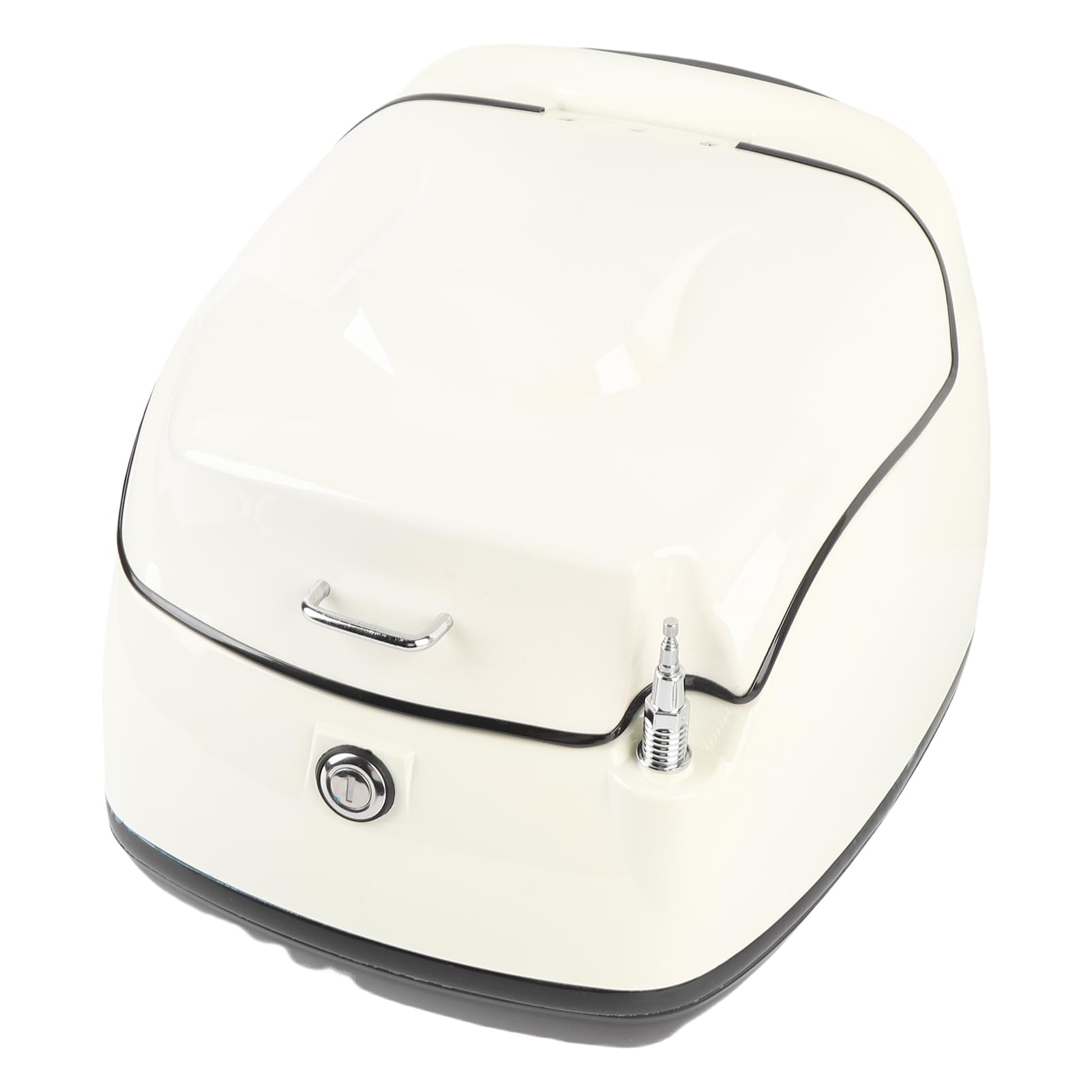 Top Case Blanco Baúl para Motocicleta de 38 L, Impermeable, Ajuste Universal con Placa Base de Bloqueo de Llave para Casco, Estuche de Almacenamiento Trasero (White)