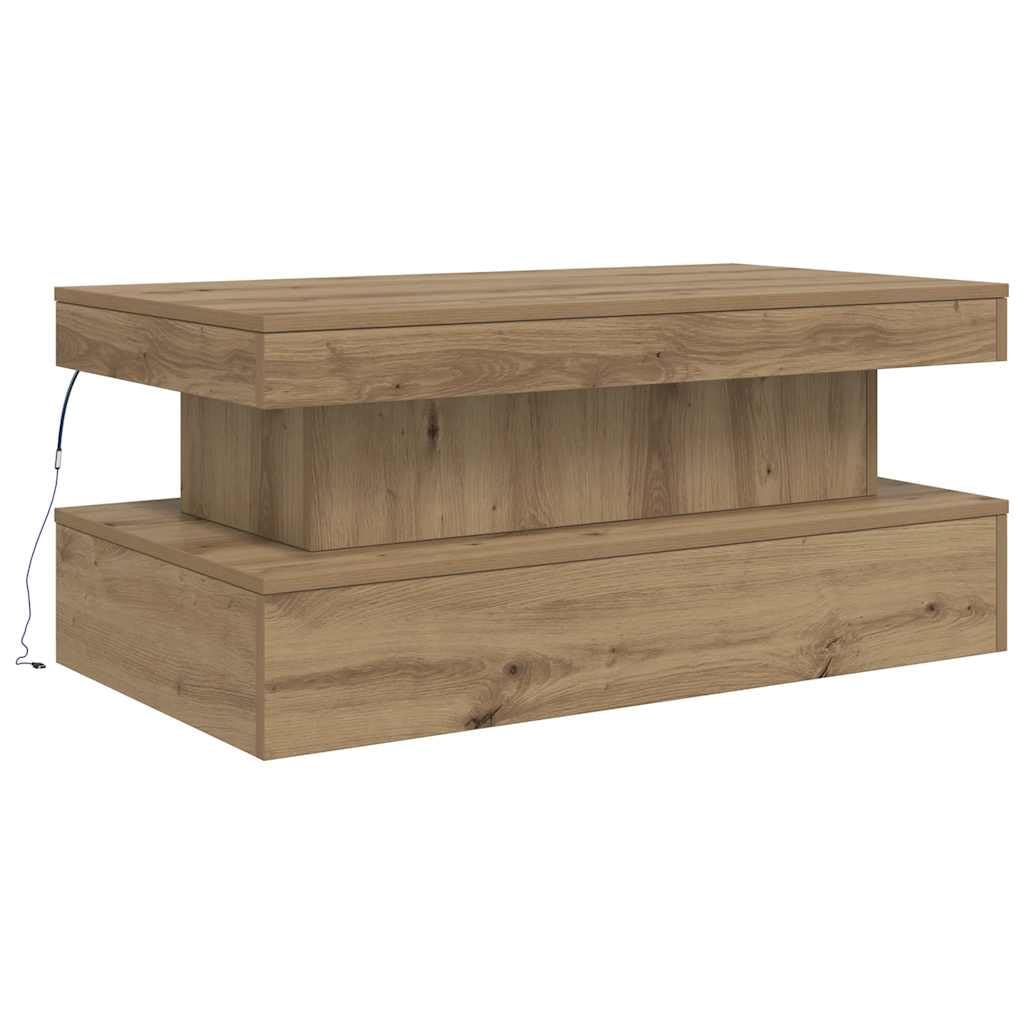 vidaXL Coffee Table with LED Lights Artisian Oak 50x50x40 cm — image 1