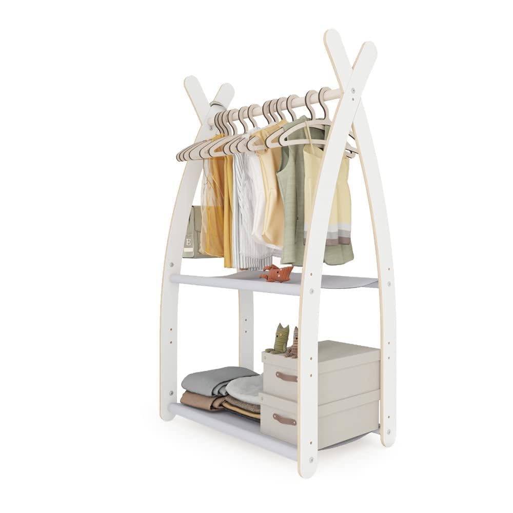 MAMOI® Armadio per Bambini in Legno 95x106x32cm / 53x95x32cm | Appendiabiti bambini da terra | Porta abiti | Guarderoba bambini per la cameretta | Armadio | 100% ECO | Prodotto nell'UE