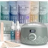 Tress Wellness Waxing Kit for Sensitive Skin – Safe for Face & Skin, Prep & Aftercare Spray, Easy to Use – At-Home Kit for Face, Bikini, Brazilian & Full Body - Digital Display, Green Mountain