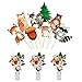24pcs Woodland Baby Shower Decorations, Baby Shower Cupcake Toppers Floral Woodland Animal Centerpiece Sticks for Forest Friends Girls Baby Shower Wild One Camping Party Supplies