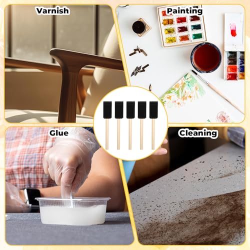 BOHUIZ 16 Stück Schwammpinsel Set, 1 Zoll Schaumstoff Pinsel Malschwämmchen Holzgriff Schwammpinsel zum Malen für Kinder und Erwachsene zum Malen Farbauftragen DIY Bastelprojekte