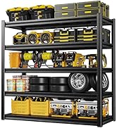 POKIPO 72" Hx47.2 Wx23.6 D Garage Shelving Unit, Heavy Duty 3500LBS Industrial Shelf, 5-Tier Adju...