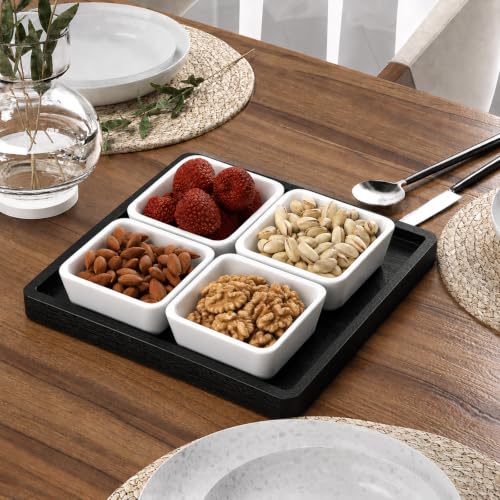 Image of Weenson Bamboo Bathroom Vanity Tray Countertop, Decor, 7.9 inch x 7.9 inch Black