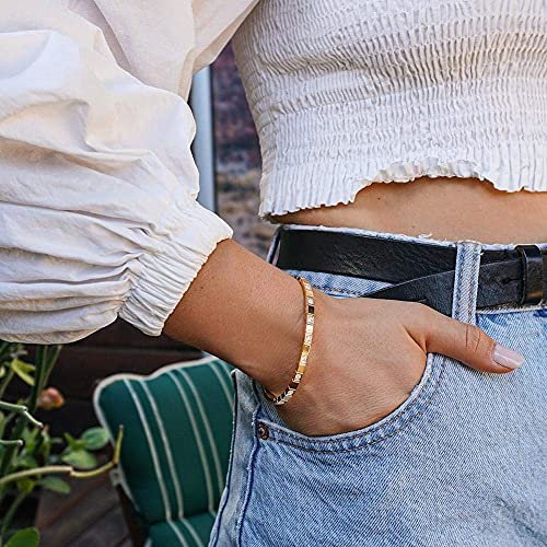 Gold Filled Bracelet Bangle With Cubic Zirconia Stones Stainless Steel Hinged Jewelry With Crystal Oval Bracelet Love Friendship Bracelet Bangle Birthday Present For Her Women Teen Girls (Style1) #TOP1