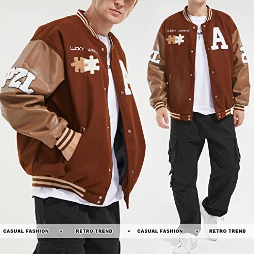 Image of Varsity Jacket Unisex Y2K Embroidered Letterman Bomber Jacket Casual Baseball Jackets