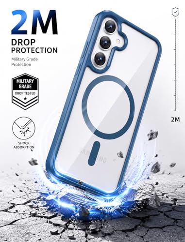 Image of ArmourPro MagSafe Compatible Case for Samsung Galaxy A17, Magnetic Wireless Charging Back Cover with Clear Back, Flexible TPU Bumper, Camera Protection | Blue