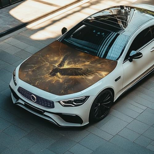 Image of Car Hood Cover, 59x39 Inch Car Hood Wrap Blankets,Eagle Lightning Universal Automotive Exterior Accessories for Sedans SUV Trucks Pickup