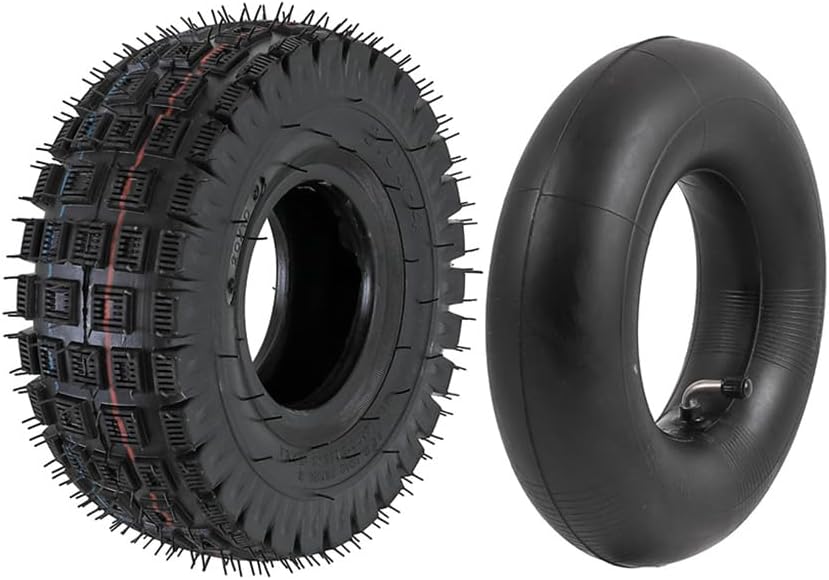 3.00-4 Tire with Tube (10x3 Inch, 260x85) Tire and Inner Tube for 43cc 47cc 49cc 2-stroke Mini Mobility Go Kart ATV Quad Scooter Pocket Rocket Bike Chopper Trolley Wheelchair Razor E300 E325 E400