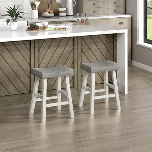 Lexicon Crawford Taburete alto para mostrador (juego de 2), blanco/café