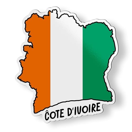 Cote D'Ivoire Map with Flag Magnet for Car Fridge Locker Metal Door - 4"