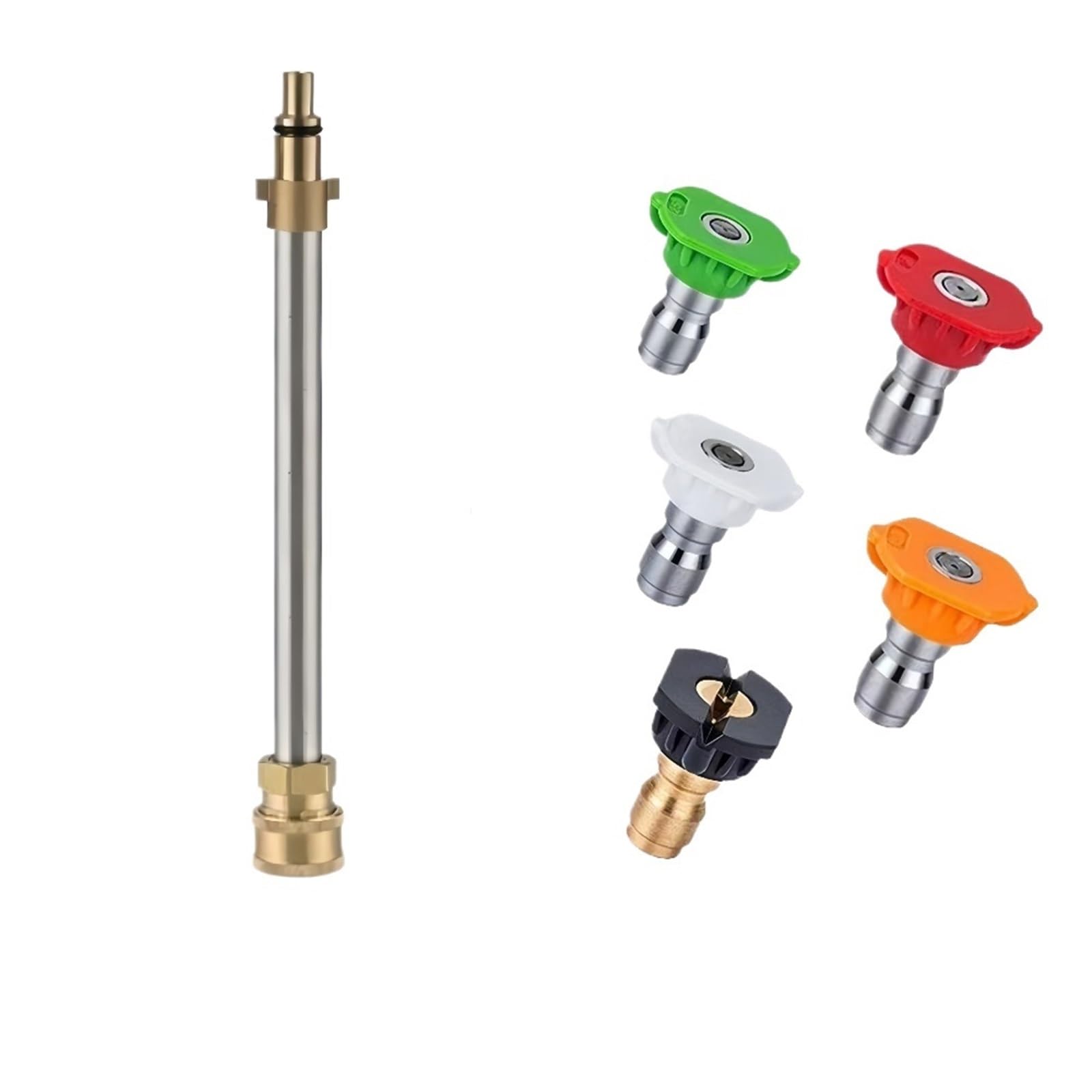 Varilla de extensión para lavadora de alta presión Lanza de extensión for hidrolavadora 10 a 50 cm con adaptadores boquilla y conector rápido 1/4"(Color 7,30cm)