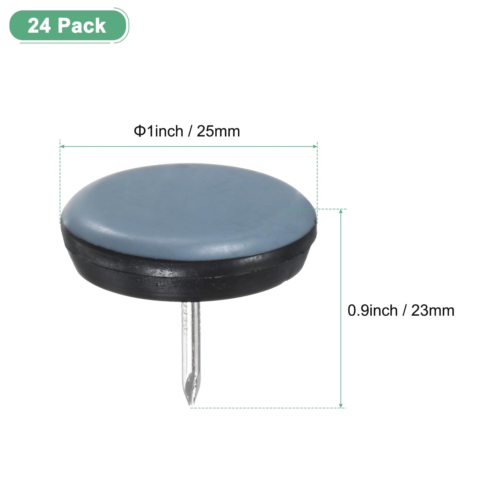 M METERXITY 24-Pack Nail on Furniture Sliders, 1" (25mm) PTFE Chair Sliders Glides Round Pads for Chair/Table - Image 3