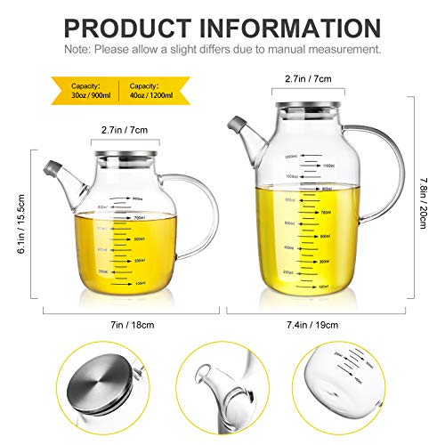 Zdzdz Large Glass Cooking Oil Bottles 1200Ml/40 Ounce Oil And Vinegar Dispenser Cruet For Kitchen Cooking, Big Olive Oil Dispenser Bottle With Measurement #TOP6