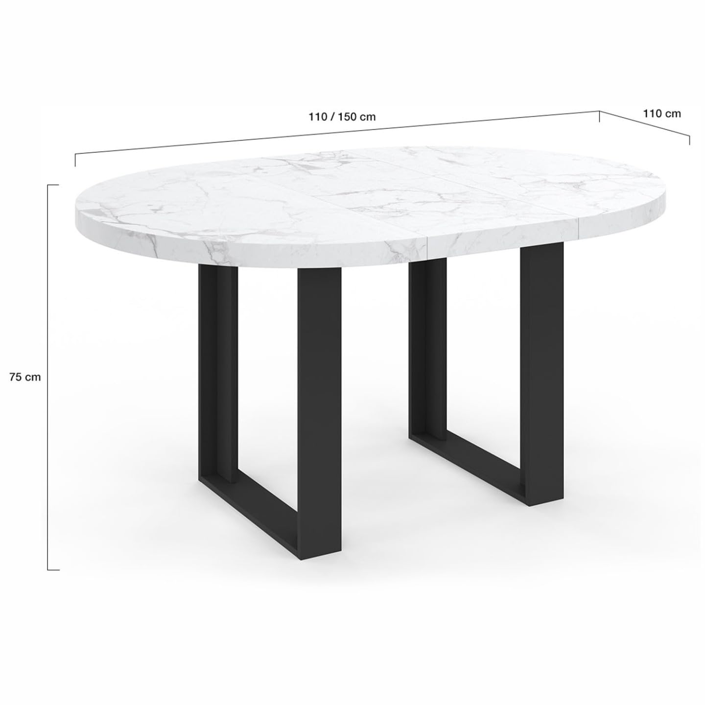 IDMarket - Table à Manger Extensible Ronde Phoenix 110-150 cm