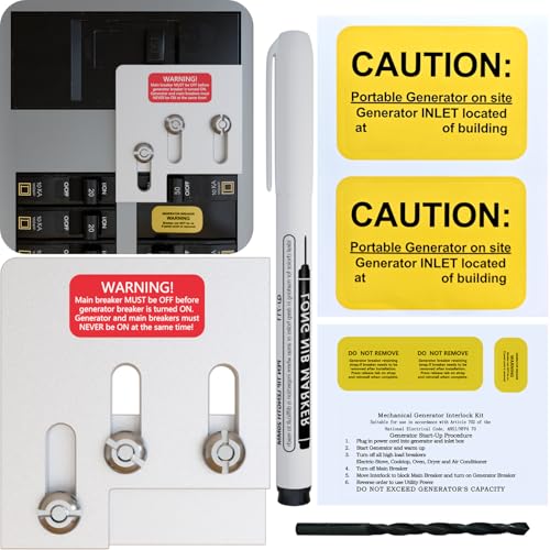 Generator Interlock Kit Compatible with Square D QO & Homeline 150/200 Amp Panels 1 3/8 Spacing Between Main & Generator Breakers Professional and Interlock Kit (SD200A)