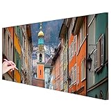 Diamond Painting Grande 250x100cm Diamond Painting Ciudad Kit Manualidades Adultos, Dibujos con Diamantes Punto de Cruz Kit, 5D DIY Pintura Diamante Retro Room Decor Regalos Originales para Mujer J-70