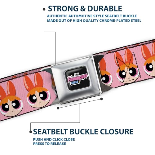 Warner Bros. Animation Belt, Seatbelt Buckle Belt, The Powerpuff Girls Blossom Face Close Up Pink, Adjustable 7