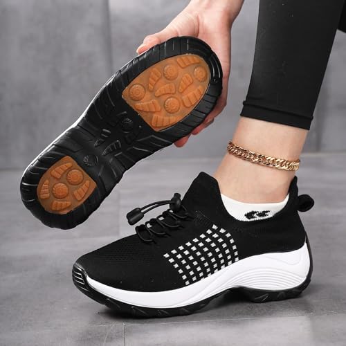 Comfort Wear Orthowear Shoes for Women Fashion Mesh Breathable Chunky Walking Non Slip Stretch Cushion Comfortable Running Sneakers Thick Bottom Orthopedic Air Cushion Lightweight Shoes4