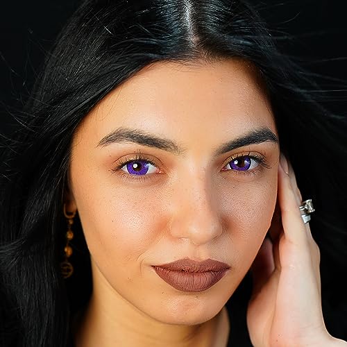 Kontaktlinsen farbig ohne Stärke violett | farbige lila crazy Jahreslinsen Anime | weiche Linsen | 2 Stück Farblinsen + Linsenbehälter | 0.0 Dioptrien | Fasching | Halloween | Charmiga Loco Violet