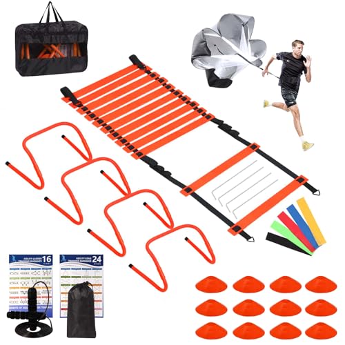 Kevirice Agility Ladder, Agility Speed Training Set, 20ft 12 Rung Agility Ladder, 4 Agility Hurdles...