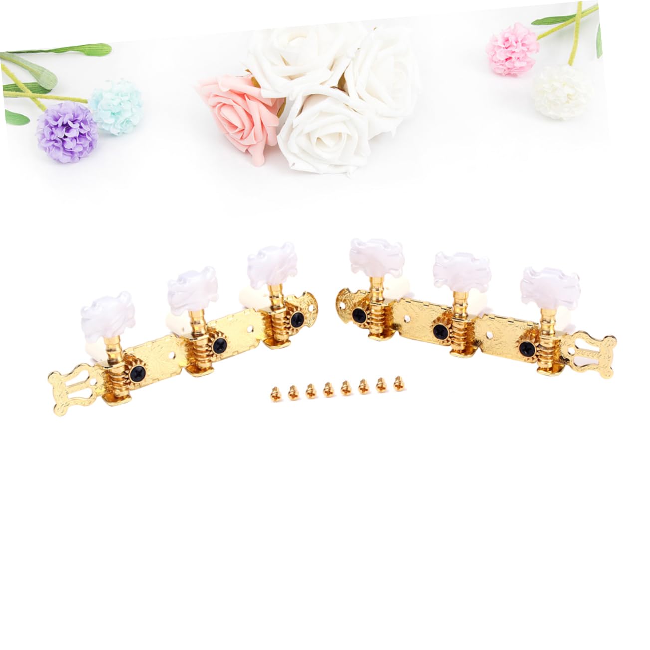 Toyvian 3paia Tuning Pegs Per Chitarra Con Testa Fiori Meccaniche Per Accordatore Per Chitarra e Acustica