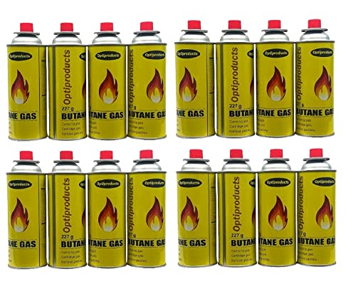 Easy Shopping Butane Gas Canisters Camping Gas for Camping Stove, Blowtorch, BBQ, Gas Weed Burner Gas Canister Gas Cartridge Gas Cylinders Refill Tins Bottle EN417 220g (Pack of 16 Can 220g)