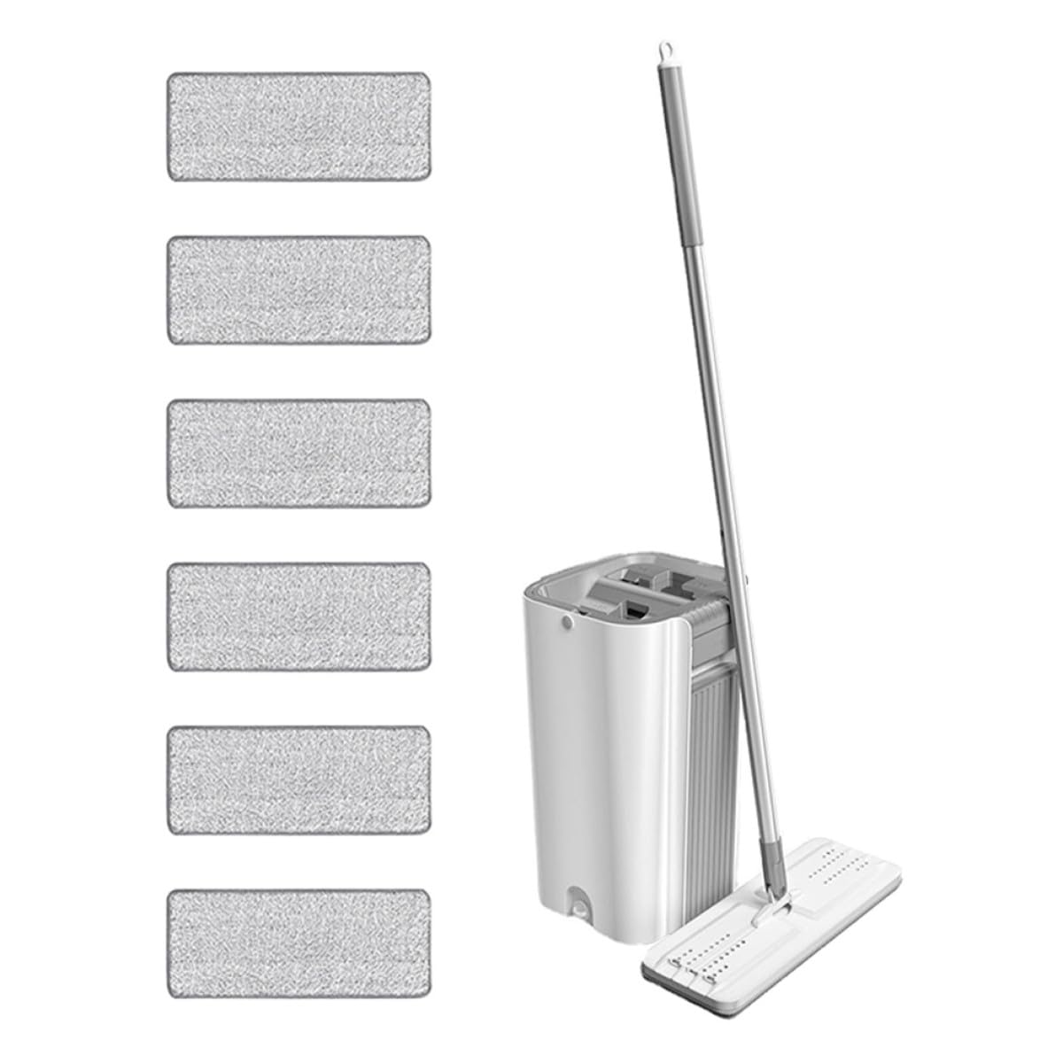 Handfreies Wischmopp Satz mit Mikrofaser Mopp Wischeimer mit Kammern Platzsparend für Staub und Tierhaare Haushaltsreinigung Wohnzimmer Schlafzimmer