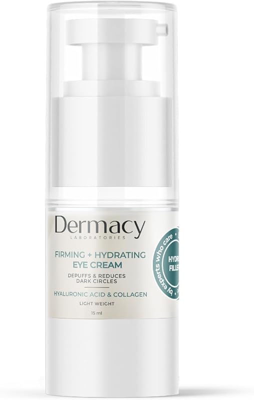 Dermacy Labs Eye Cream (Firming + Hydrating) 15ML | Caffeine, Collagen & Hyaluronic Acid | Reduces Dark Circles & Puffiness | Lightweight, Fast-Absorbing, Hypoallergenic Formula | Dermatologist Tested