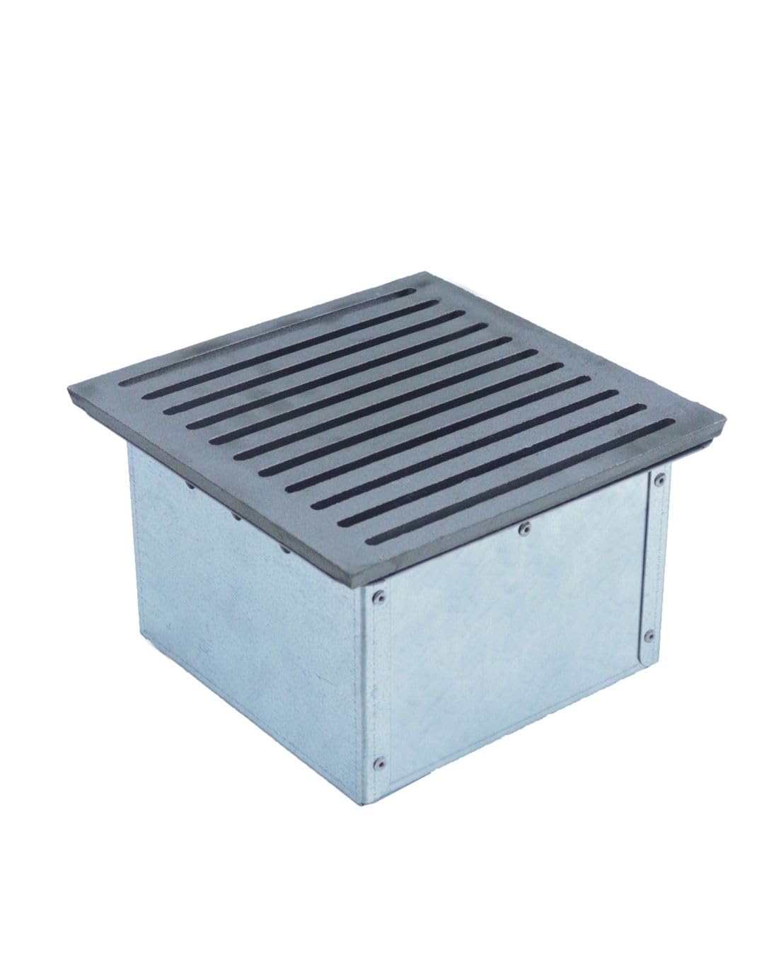 Fonderia Bongiovanni | Griglia in Ghisa | Griglia per Camino | Stufa Pellet | Barbecue Fondello per Cenere | 23,5x23,5cm | con Cassetto Raccolta Cenere | Accessori Camino