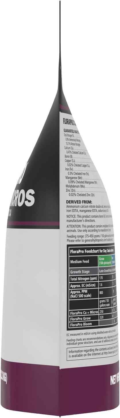 General Hydroponics FloraPro Calcium + Micros 14-0-0 Plus 17% Ca, Nutrient for Commercial Cultivation, 5 lbs.