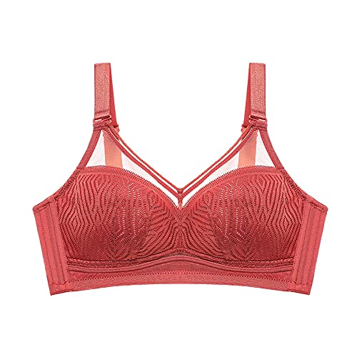 Soutien-gorge sans armatures couverture complète orange 70D bralette dentelle