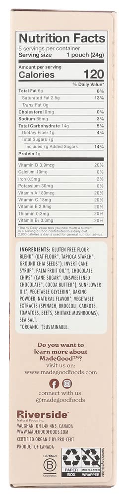 Image of MadeGood Chocolate Chip Soft Baked Cookies, Organic Snacks, 0.85oz Each